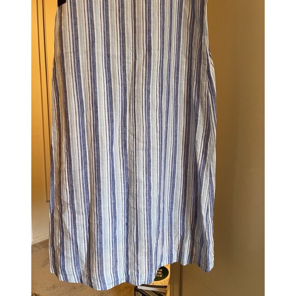 Saks Fifth Avenue Dress Women’s Small White Blue Stripe 100% Linen NWT Summer - Picture 7 of 11